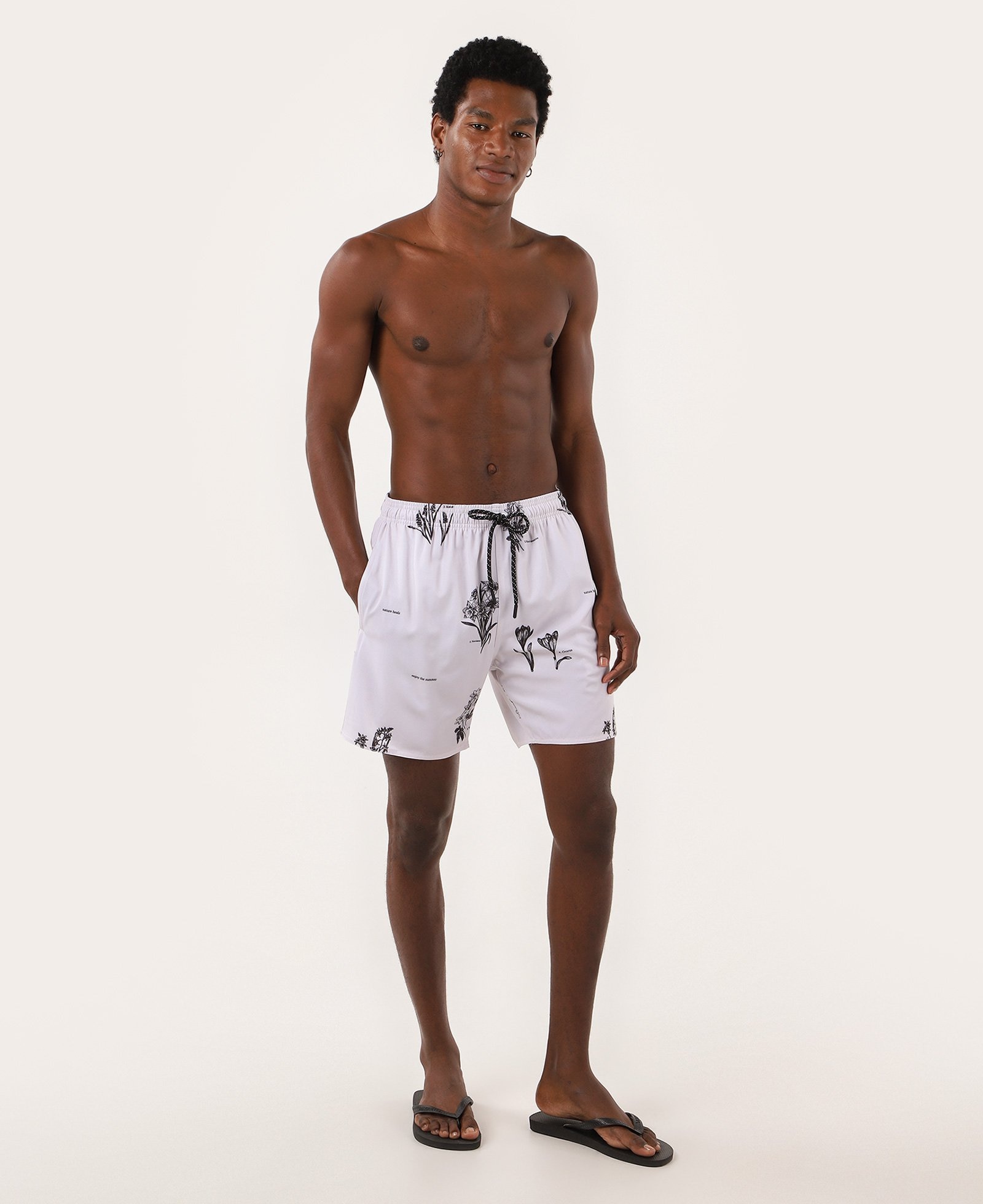 Short água masculino cós elástico enjoy the summer branco | Pool