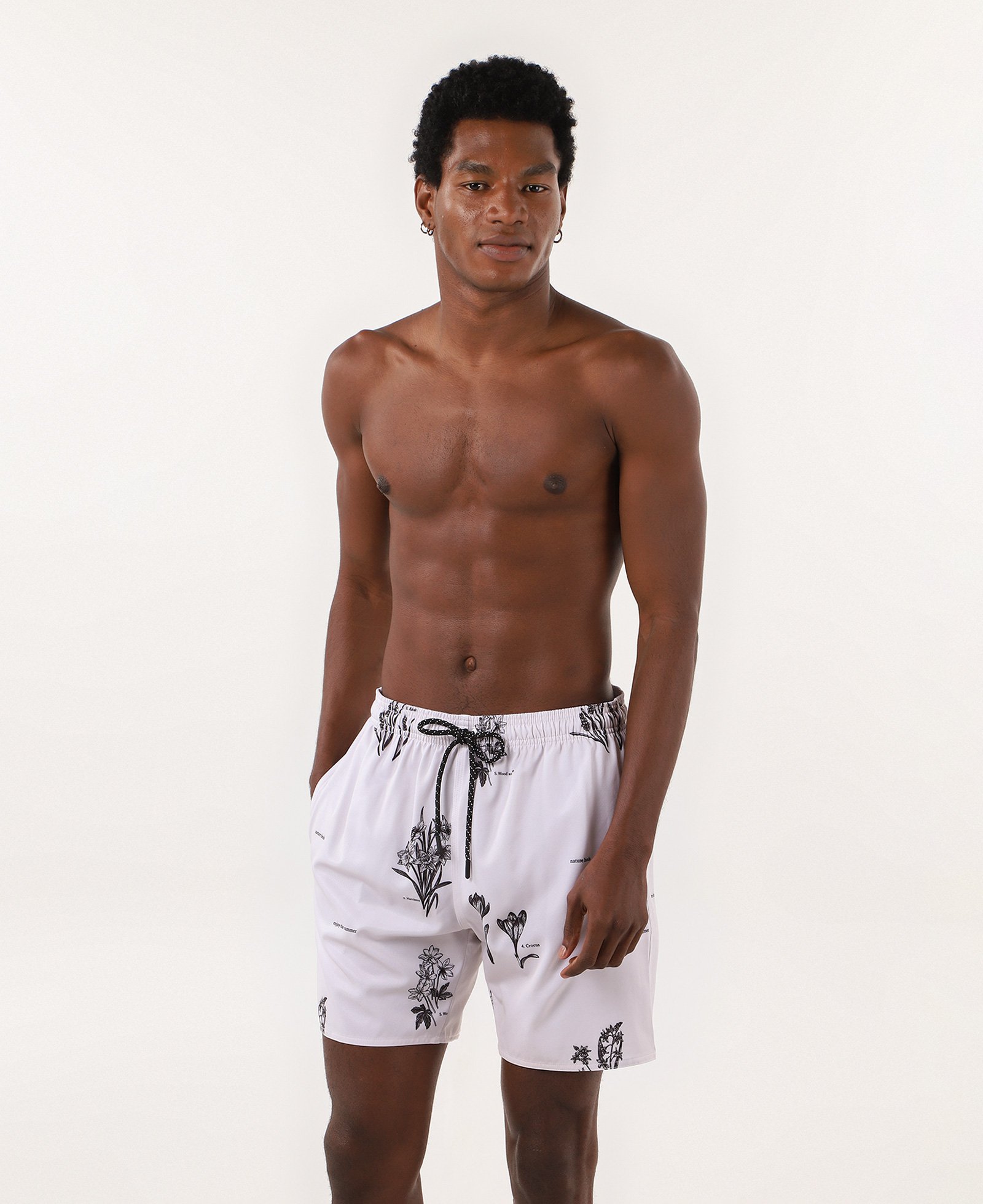 Short água masculino cós elástico enjoy the summer branco | Pool