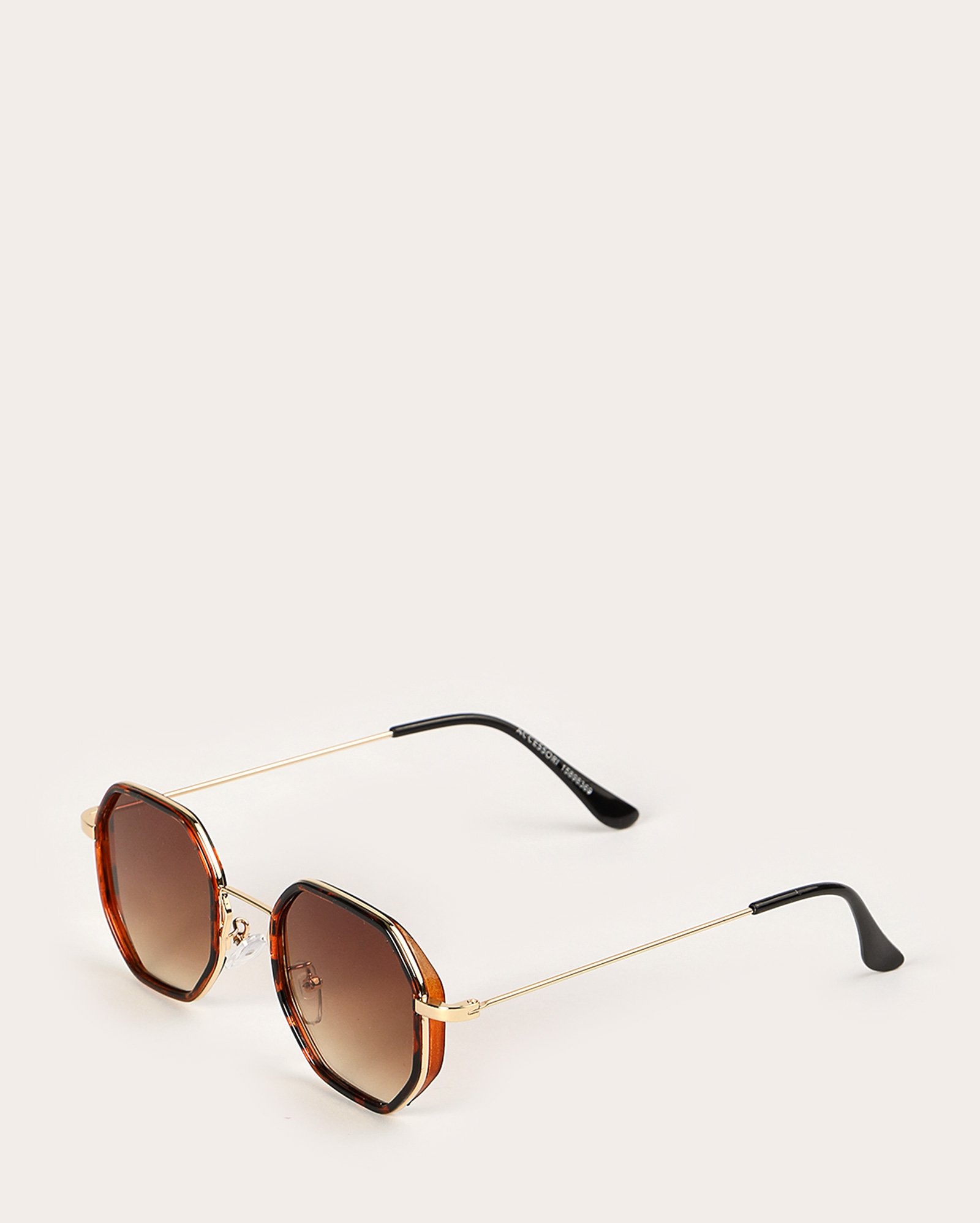 Óculos de sol feminino hexagonal tartaruga marrom