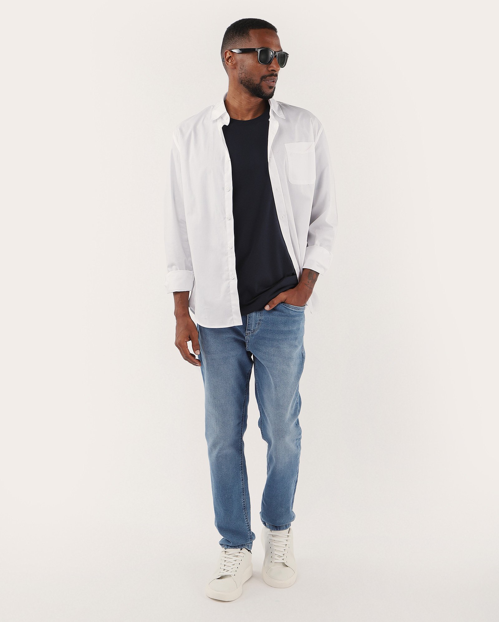 Calça jeans masculina slim estonada denim médio | Pool Jeans 