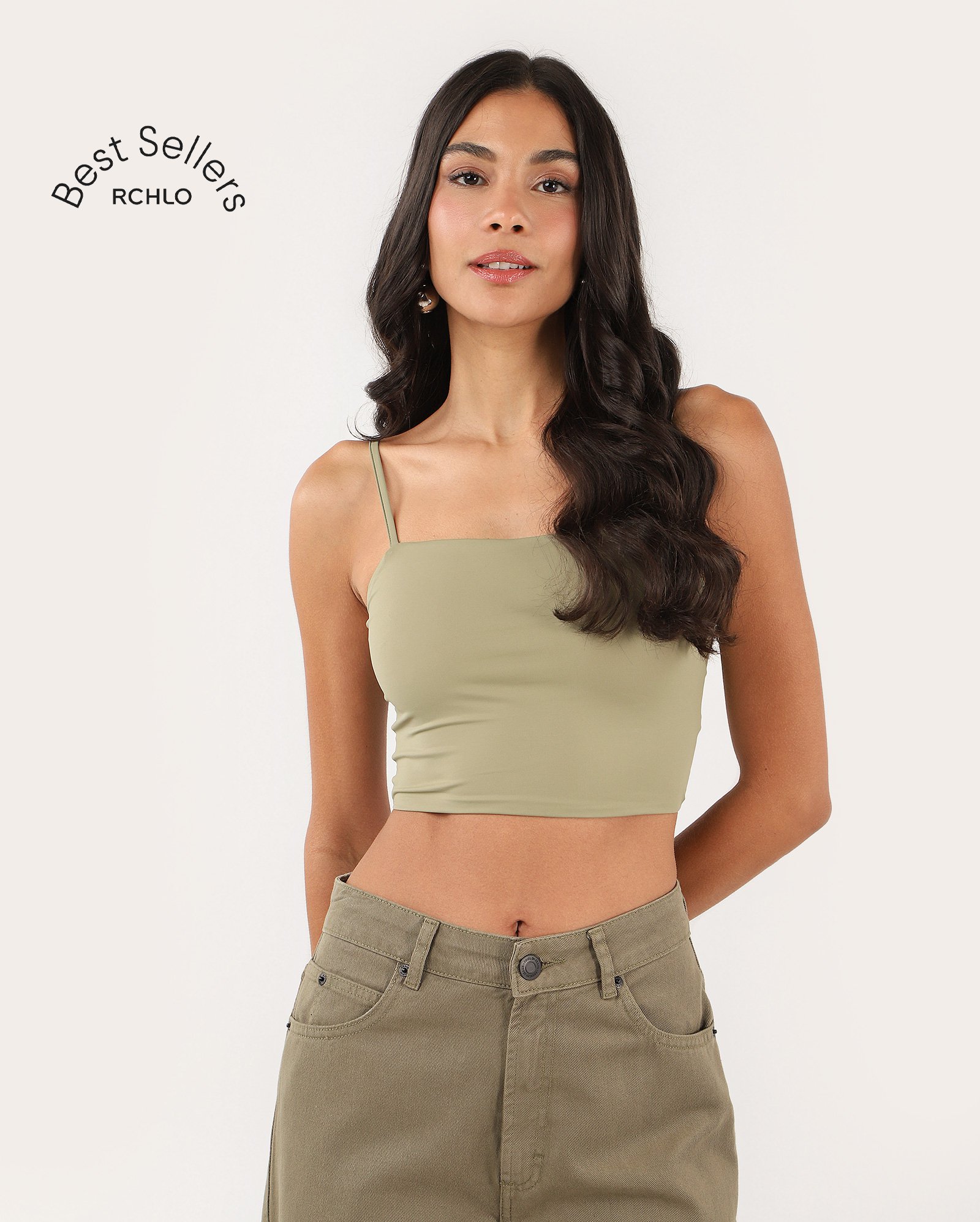 Regata cropped Maya em poliamida toque frio - Verde Claro