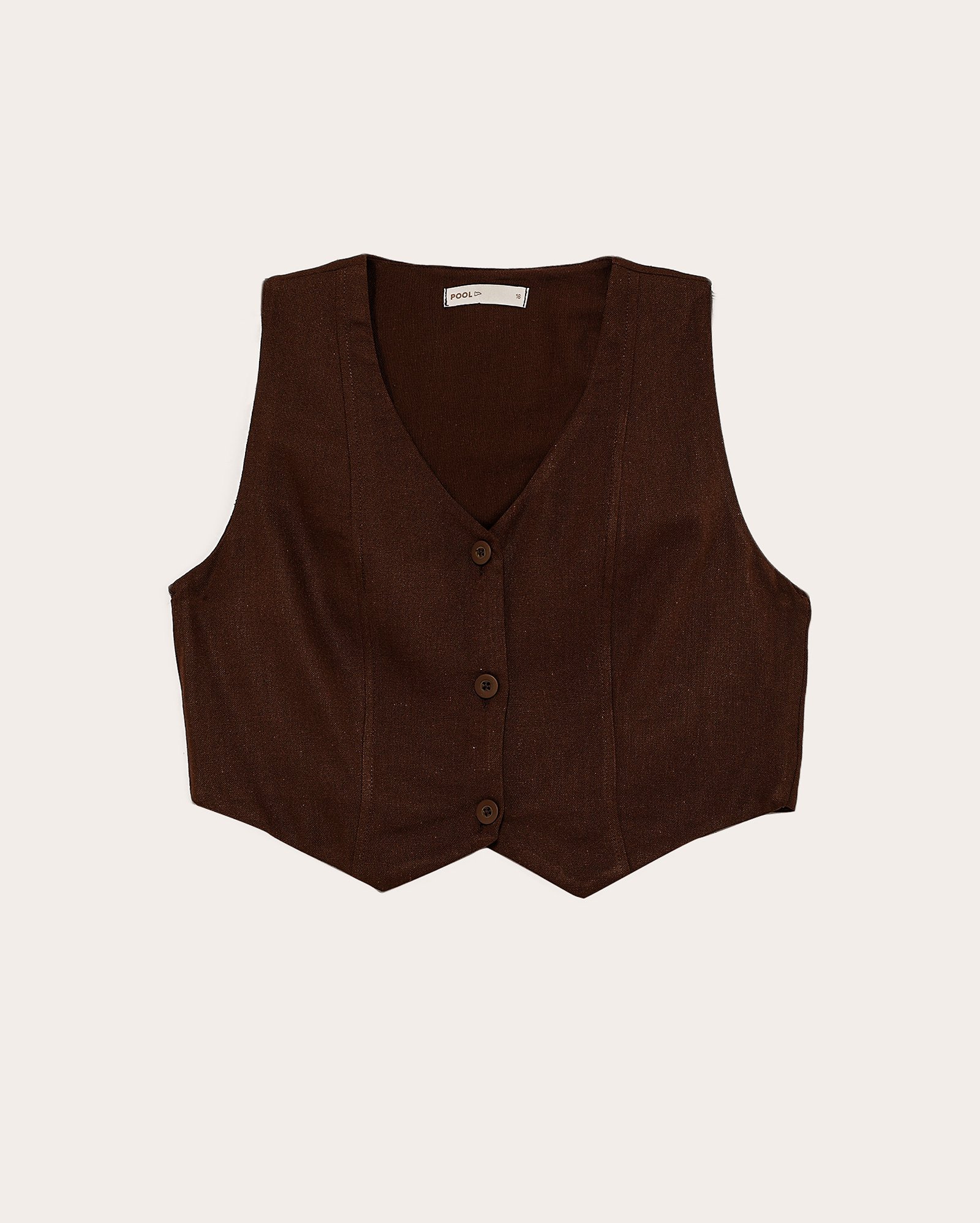 Colete cropped juvenil em viscolinho marrom | Pool