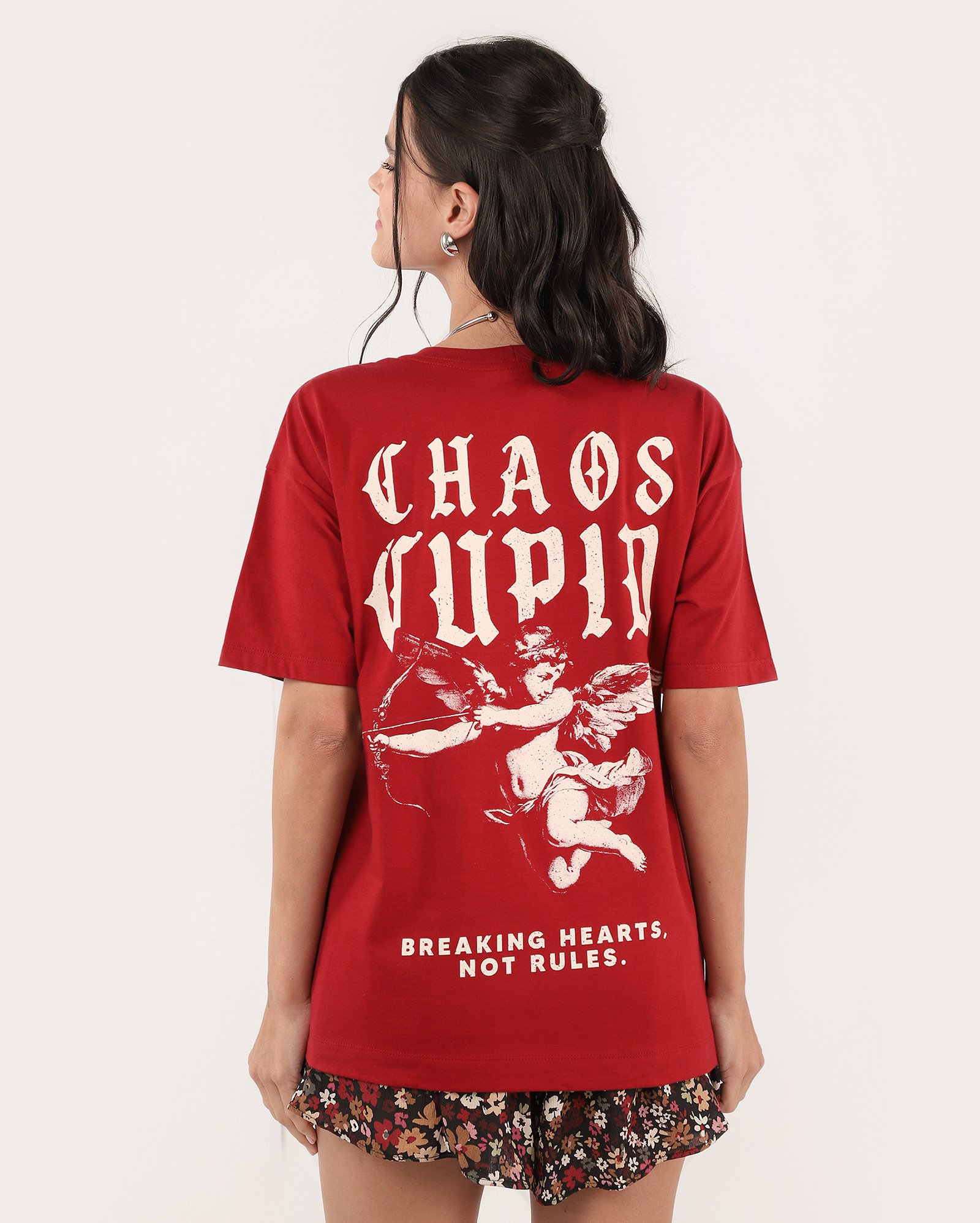 Riachuelo | Camiseta feminina oversized chaos cupid vermelha | Pool