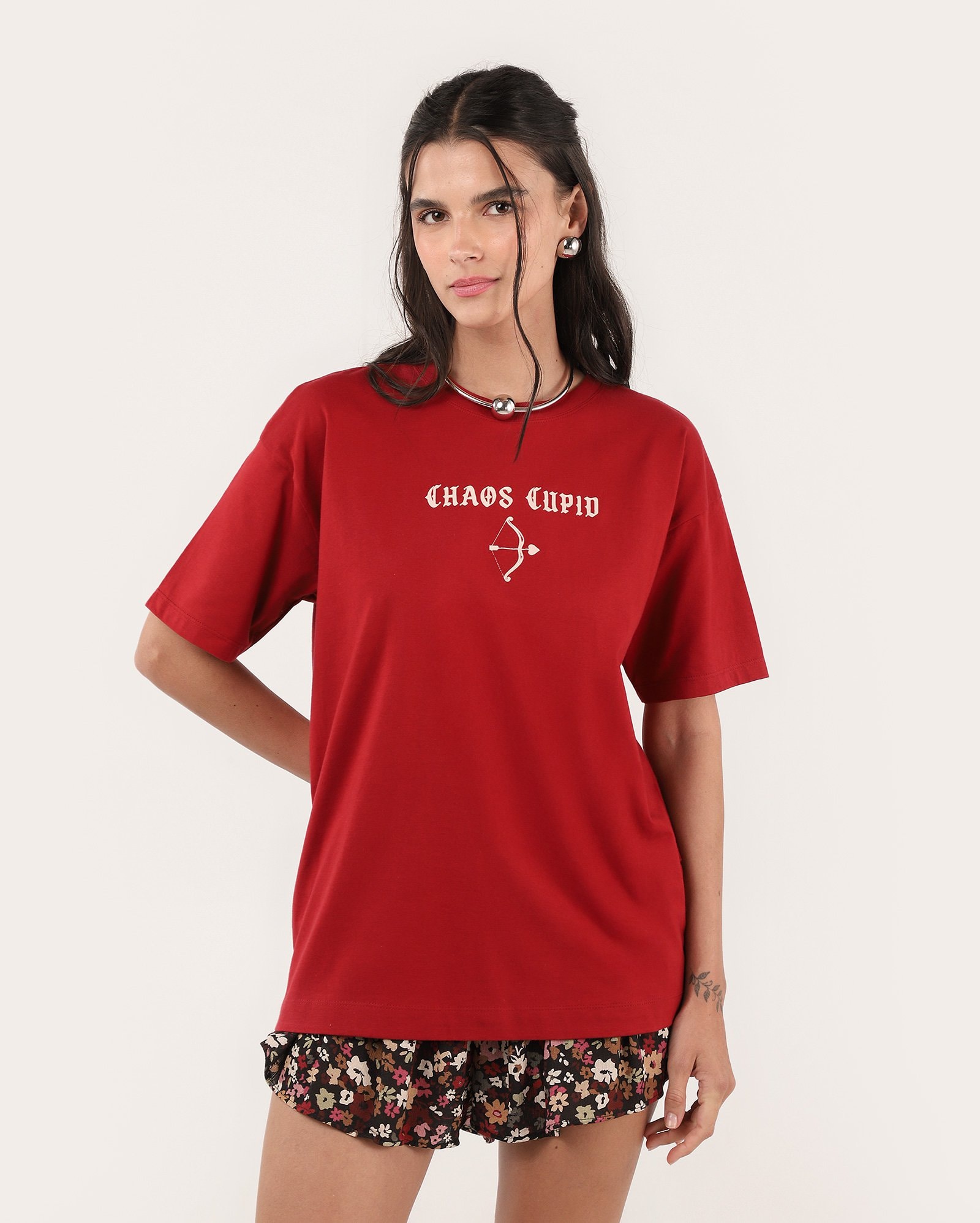 HOUSE OF LOTUS ラップチュニック レッド Riachuelo | Camiseta feminina oversized chaos cupid vermelha | Pool