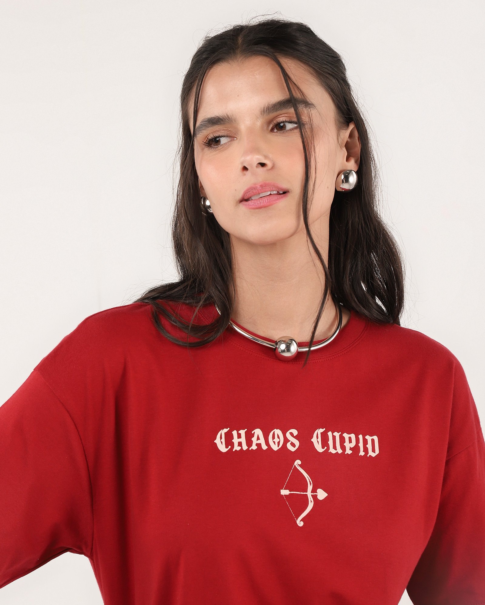 Riachuelo | Camiseta feminina oversized chaos cupid vermelha | Pool