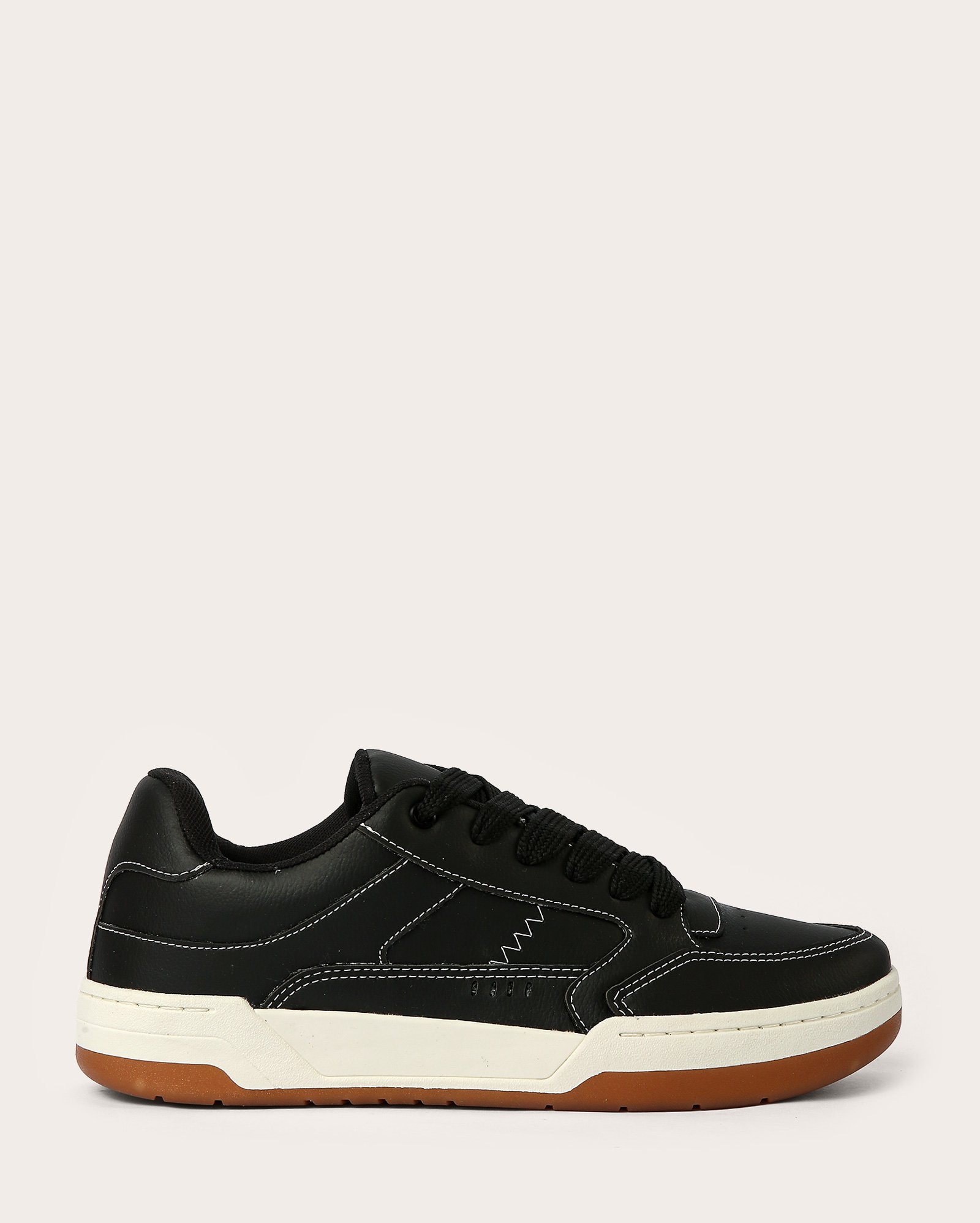 Tênis masculino casual cano baixo pespontado preto
