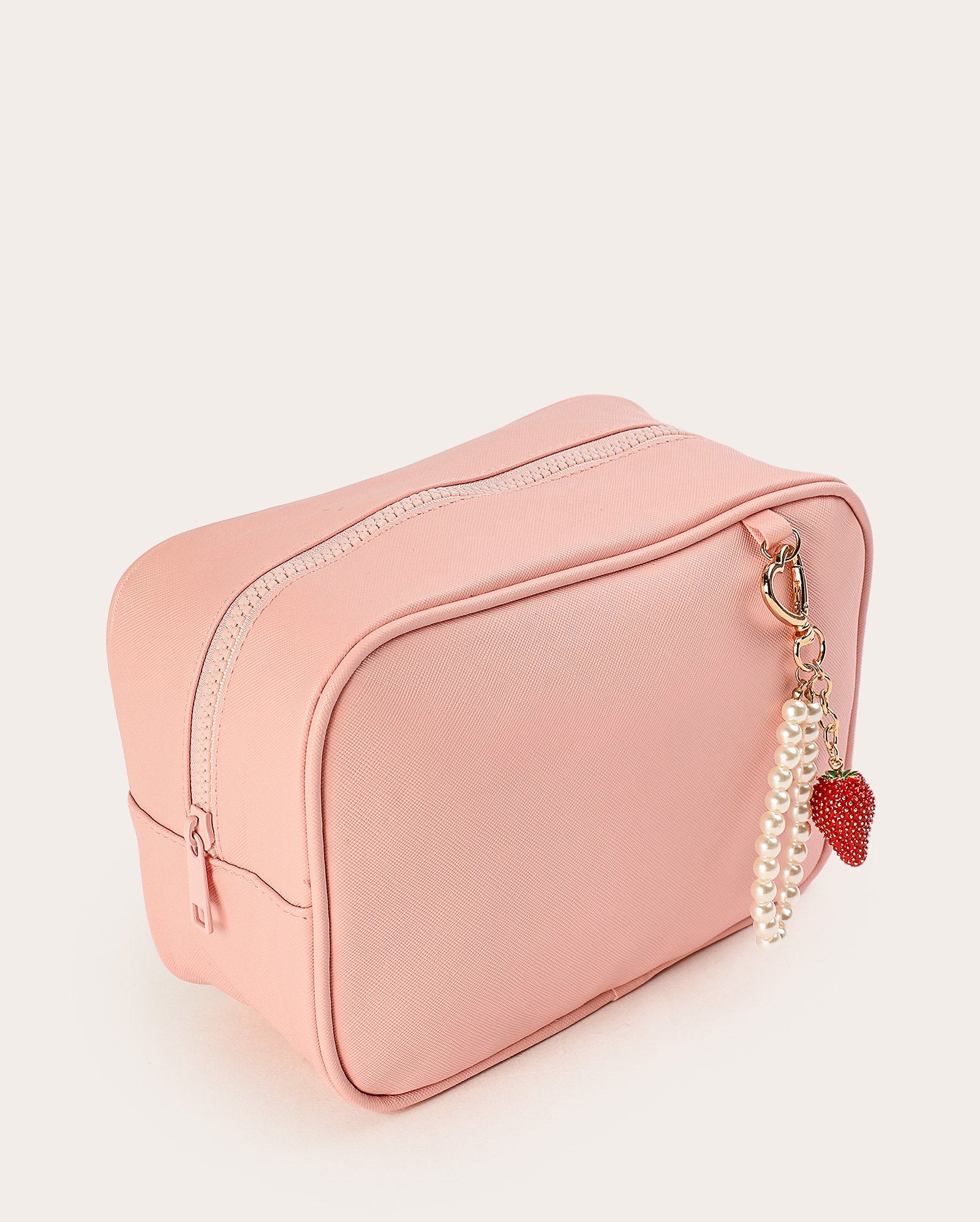 Necessaire M lisa + chaveiro morango com pérolas - rosa