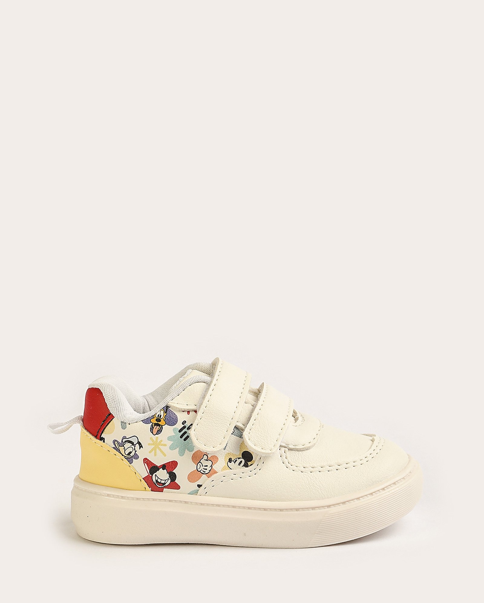 Tênis infantil com fita dupla aderente turma do Mickey off-white | Disney