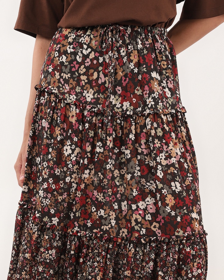 Riachuelo Saia longa em malha de viscose floral multicor Pool