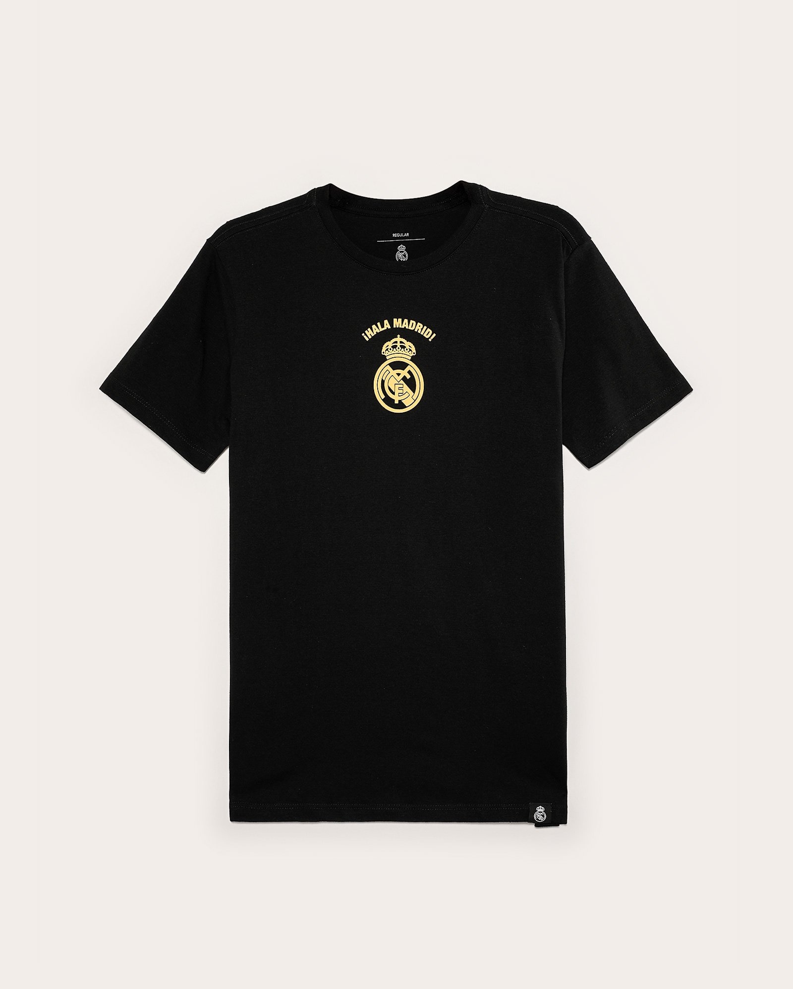 Camiseta juvenil futebol logo Real Madrid C.F preta