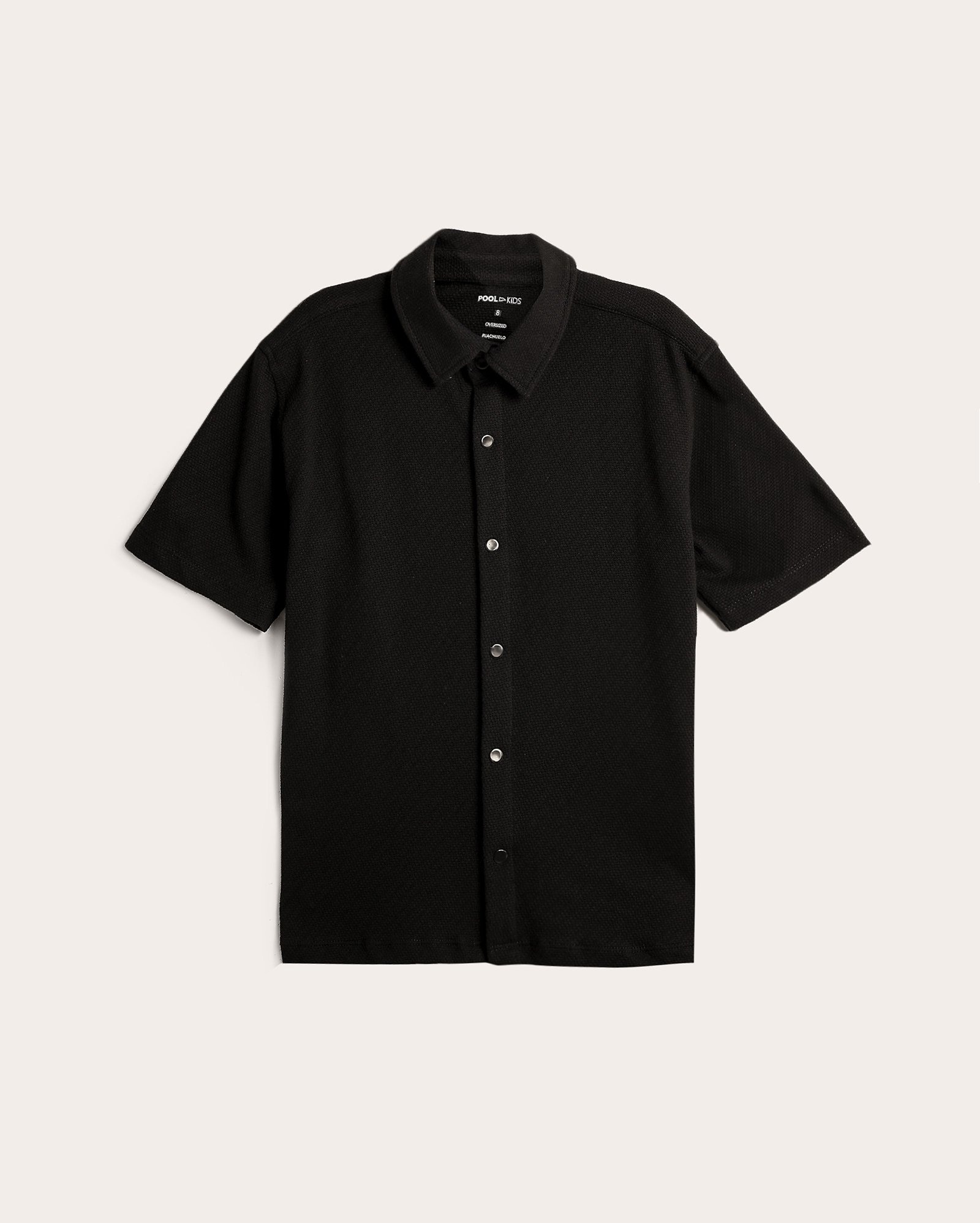 Camisa infantil oversized texturizada com botões 4-10A preta | Pool Kids
