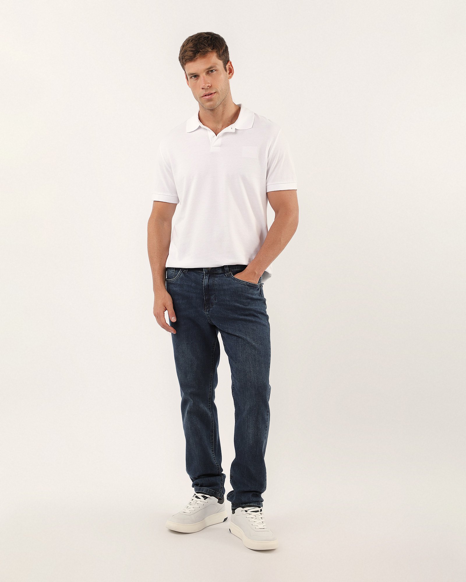 Calça jeans masculina slim estonada denim escuro | Pool Jeans