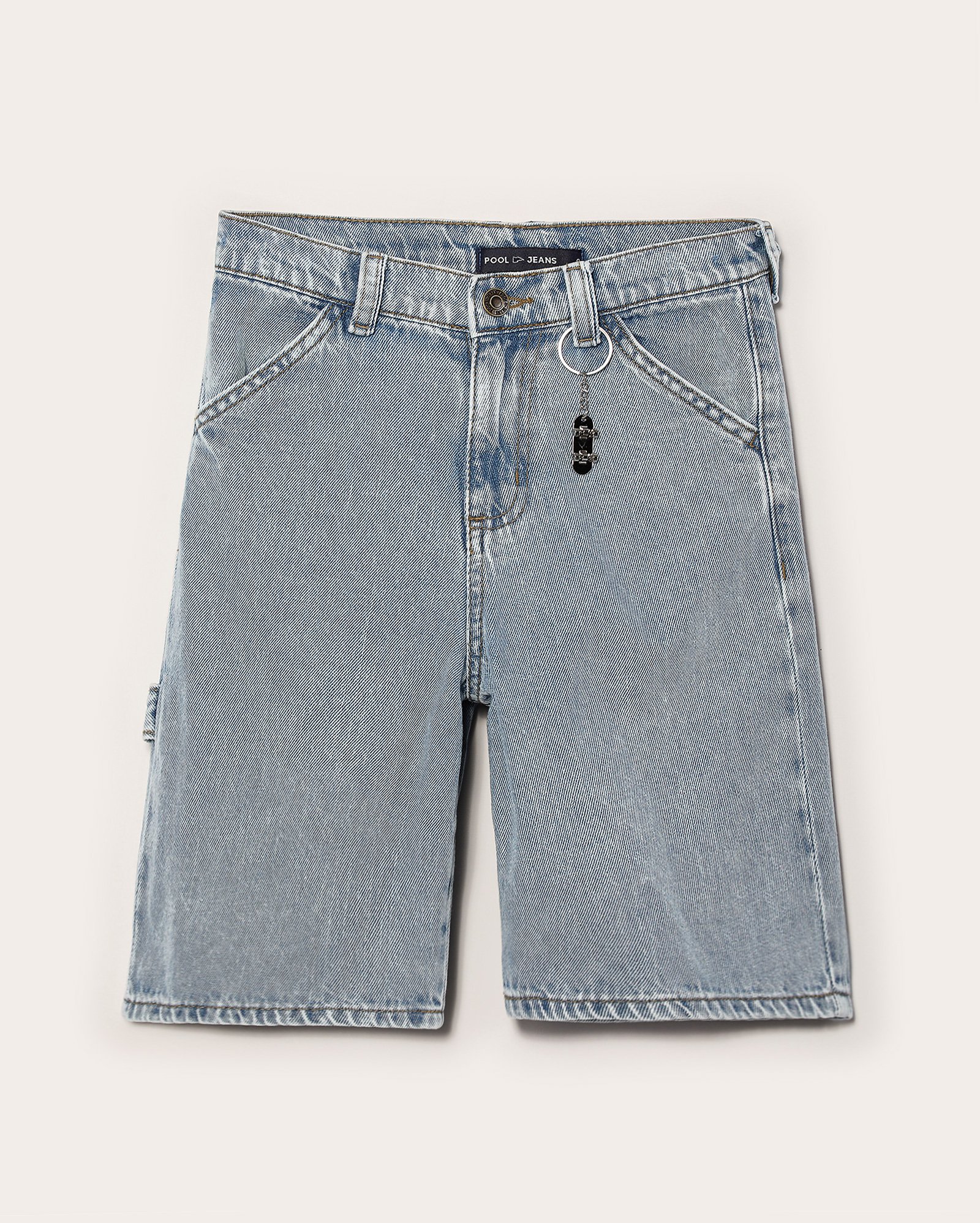 Bermuda jeans infantil skater com chaveiro 4-10 denim claro | Pool