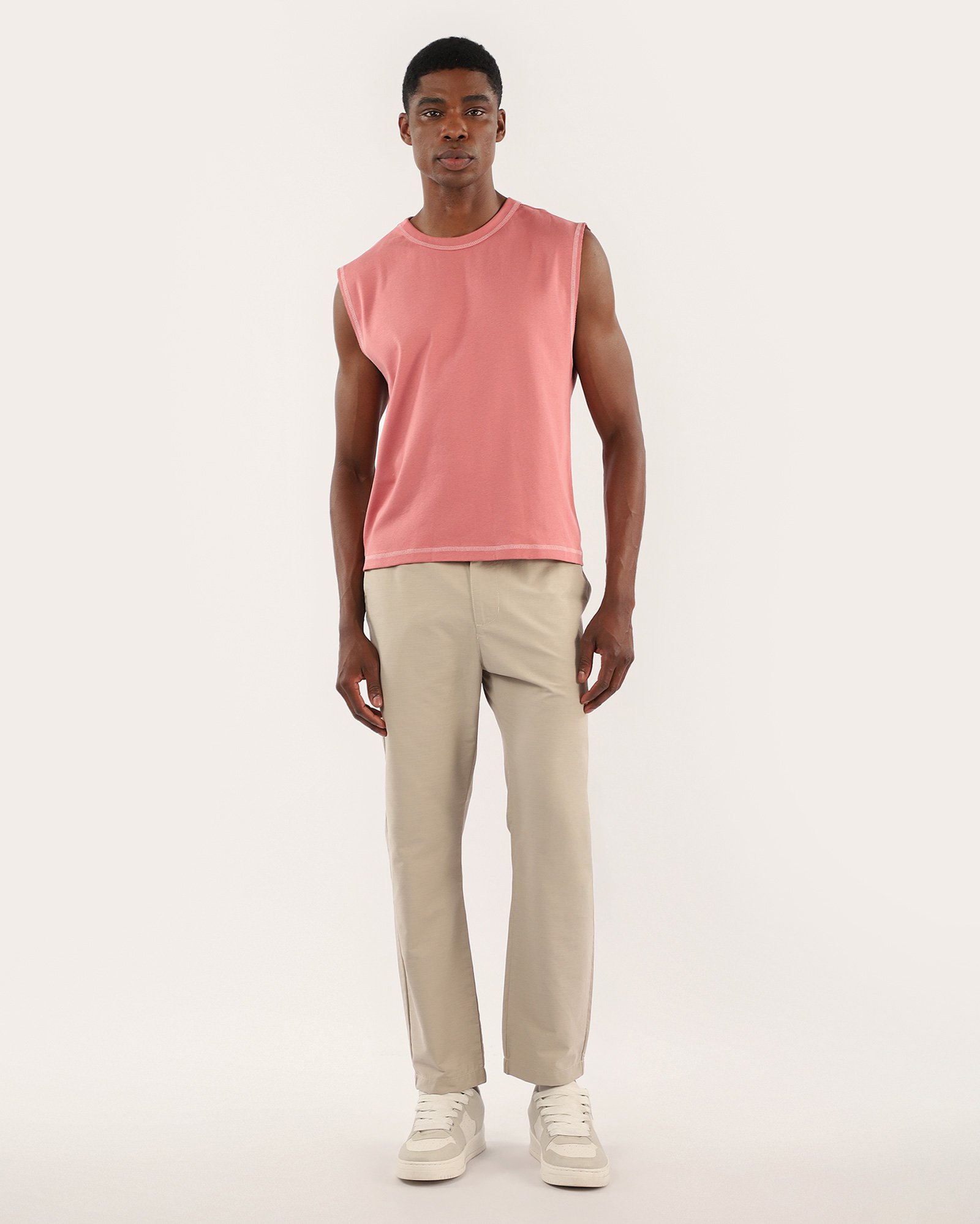 Calça sarja masculina jogger cós de elástico bege | Pool Jeans