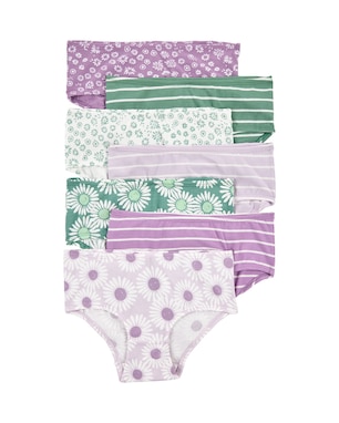 Kit calcinha infantil 7 peças listras floral multicor | Carter's