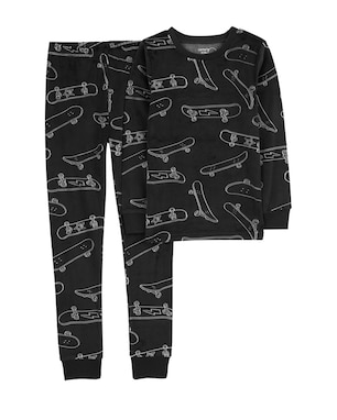 Pijama longo infantil 2 peças plush skate preto | Carter's