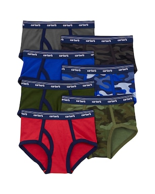 Kit cueca infantil 7 peças slip camuflada multicor | Carter's