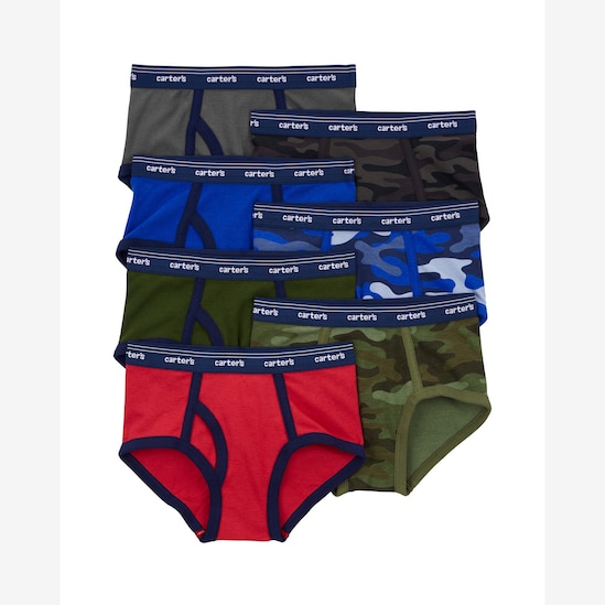 Kit cueca infantil 7 peças slip camuflada multicor | Carter's