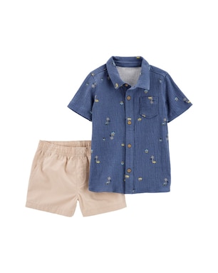 Conjunto curto infantil 2 peças texturizado com bolso carrinhos multicor | Carter's