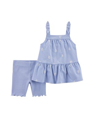 Conjunto curto infantil 2 peças canelada barco azul | Carter's