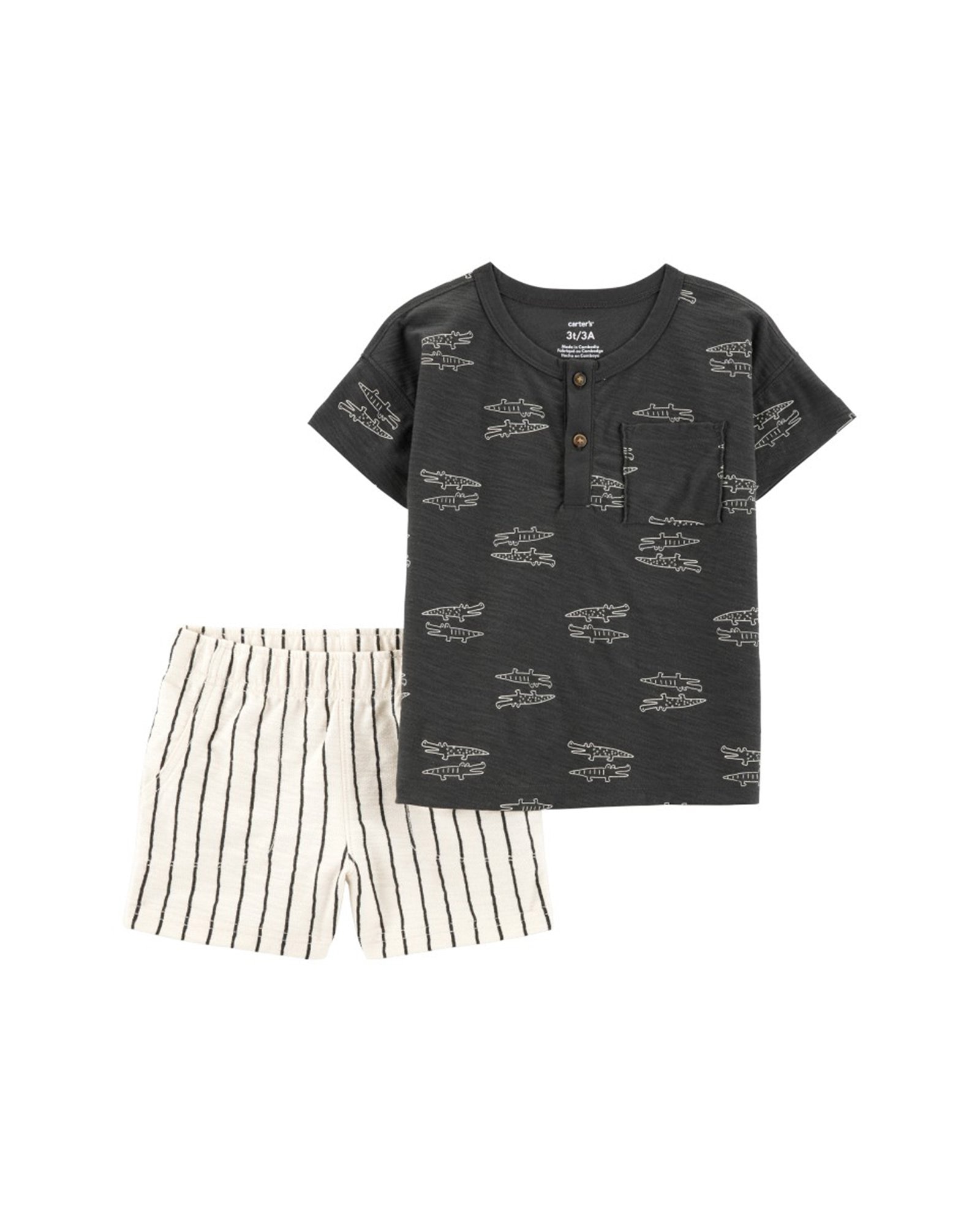 Conjunto curto infantil 2 peças mescla jacaré listrada multicor | Carter's