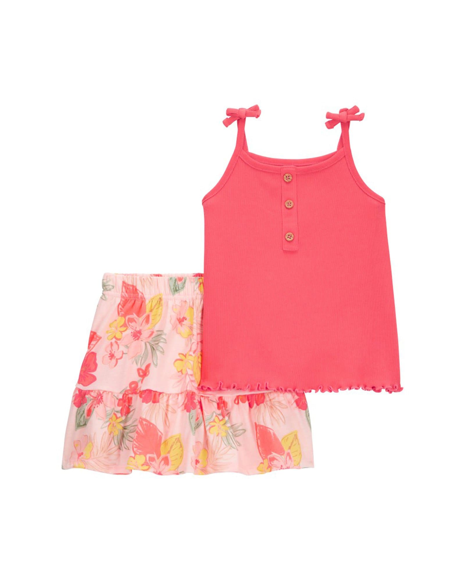 Conjunto curto infantil 2 peças canelada floral multicor | Carter's