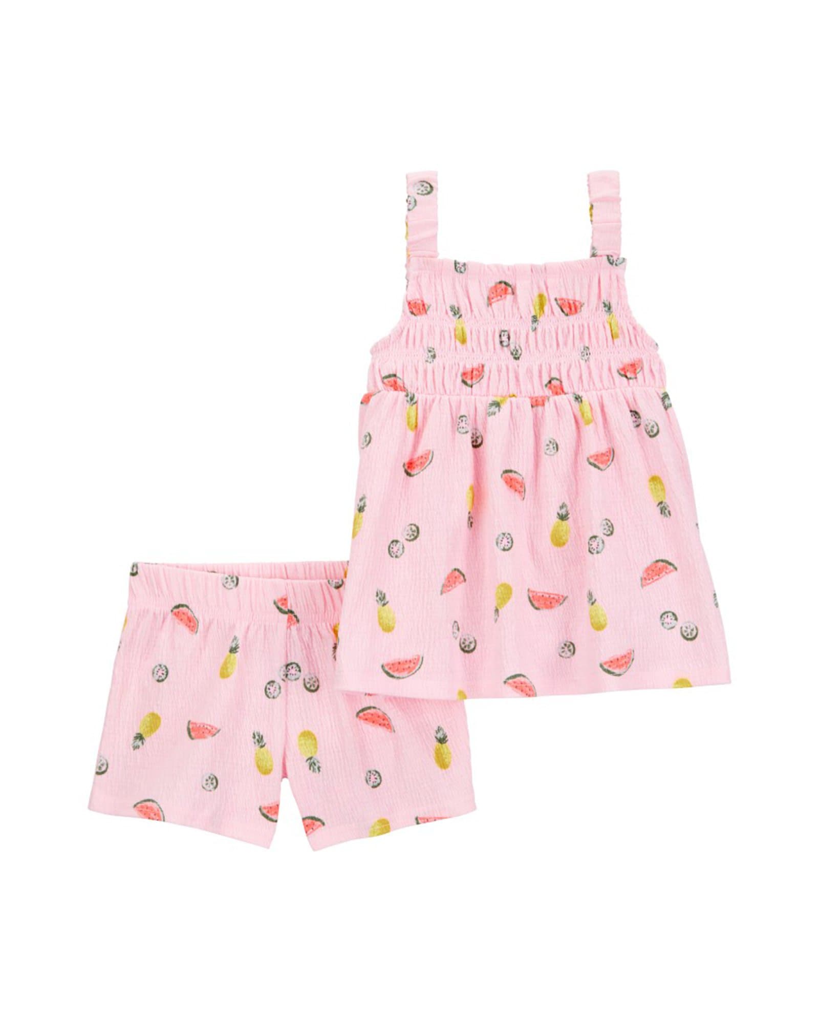 Conjunto curto infantil 2 peças texturizado frutinhas rosa | Carter's