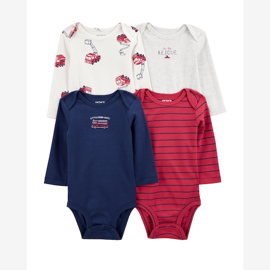 Kit body bebê 4 peças bombeiro listrado multicor | Carter's