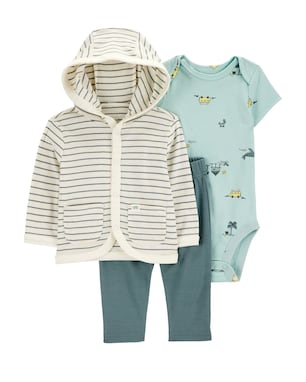 Conjunto longo bebê 3 peças com capuz kombi multicor | Carter's