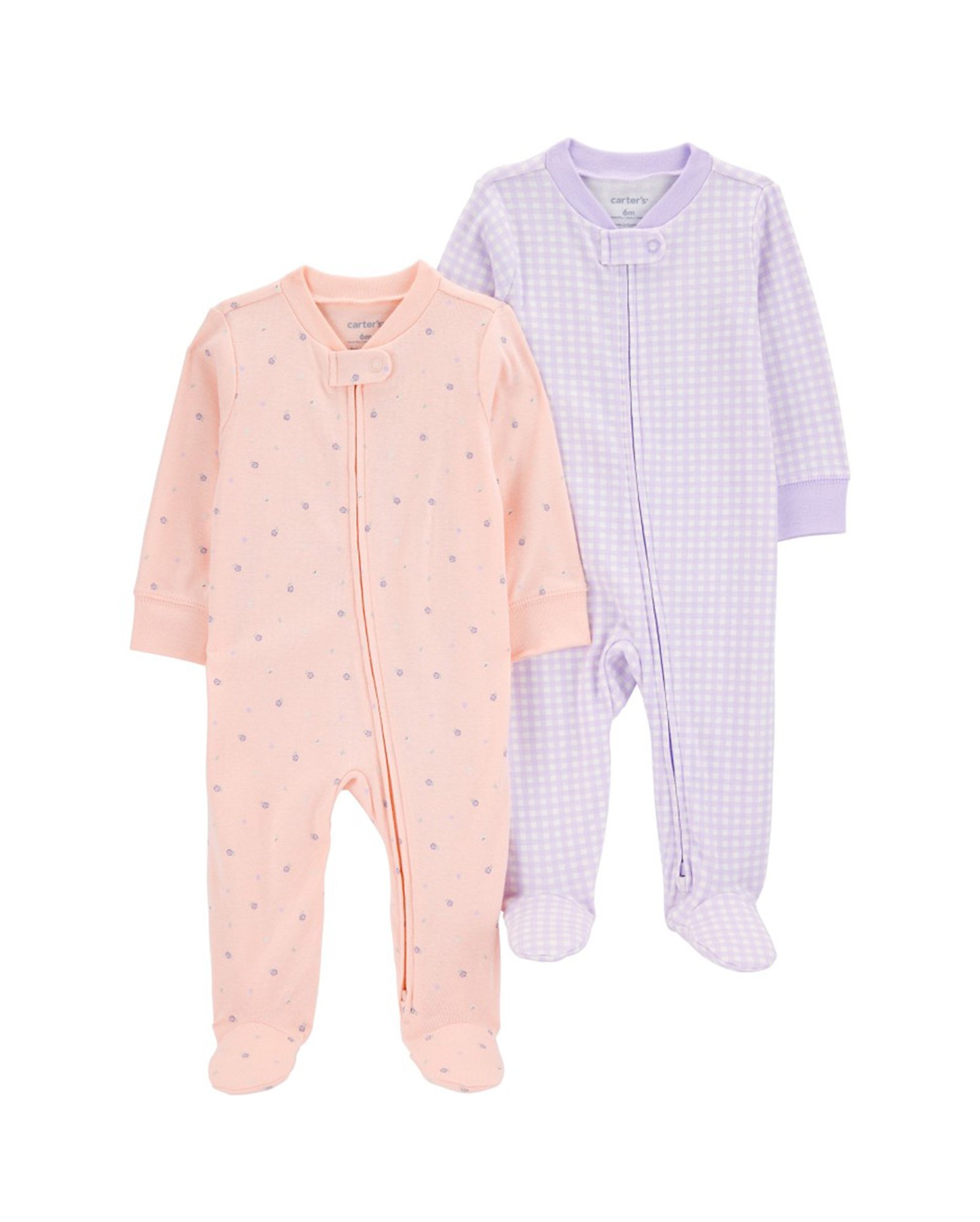 Kit macacão bebê 2 peças com pezinhos floral xadrez multicor | Carter's