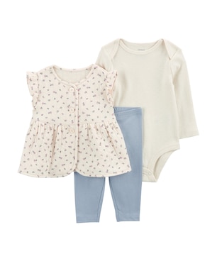 Conjunto longo bebê 3 peças babados floral multicor | Carter's
