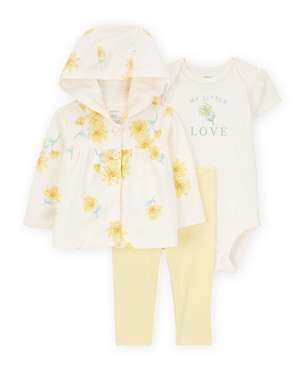 Conjunto longo bebê 3 peças com capuz floral multicor | Carter's