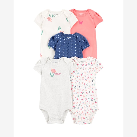 Kit body bebê 5 peças floral poá multicor | Carter's