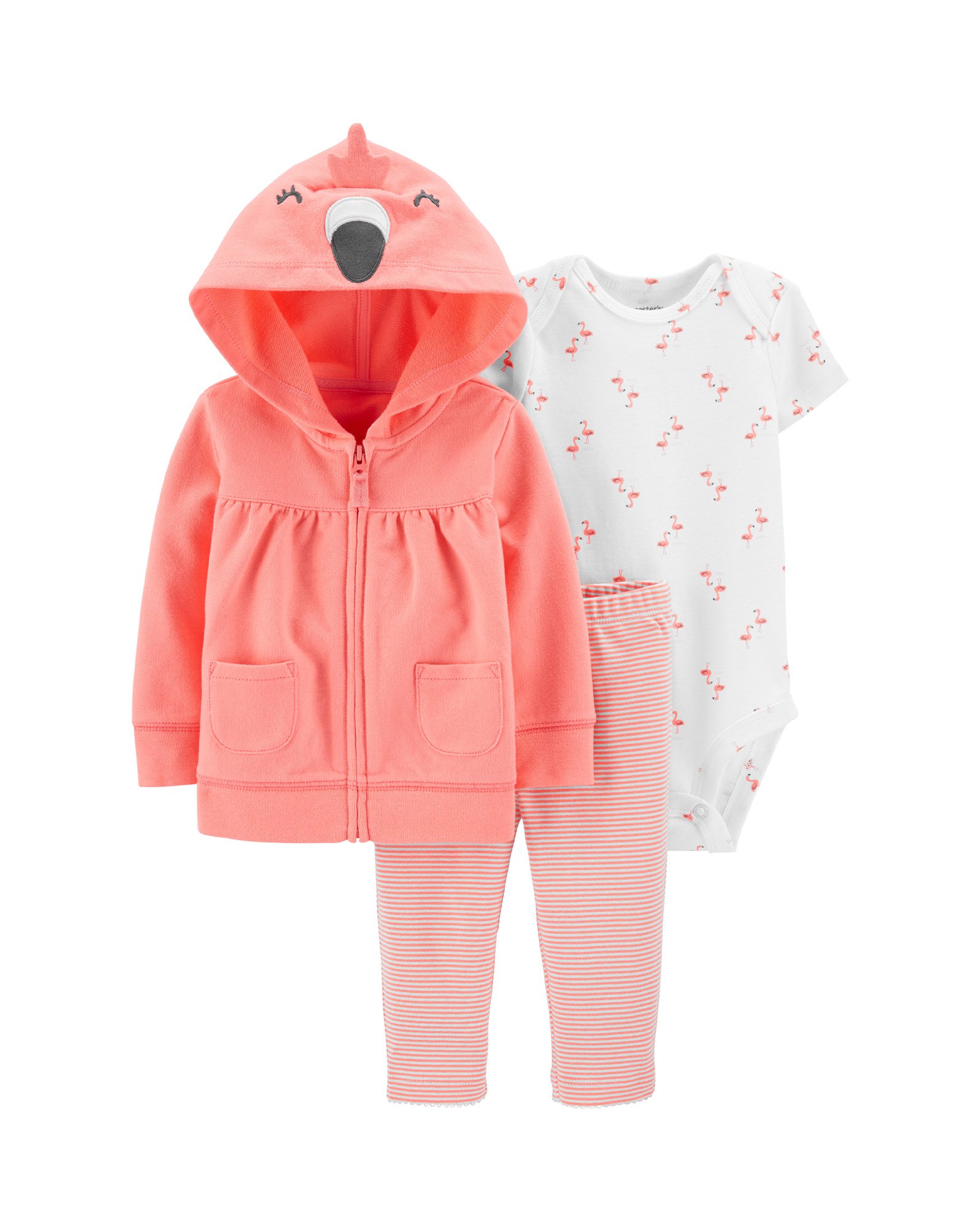Conjunto longo bebê 3 peças flamingo multicor | Carter's