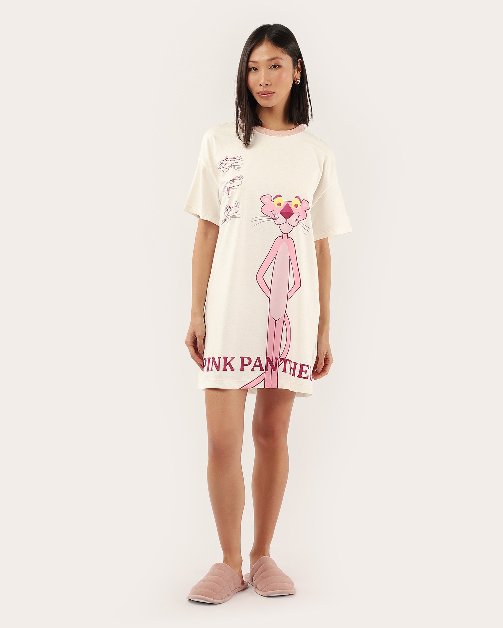 Camisola curta Pantera Cor de Rosa off-white | MGM