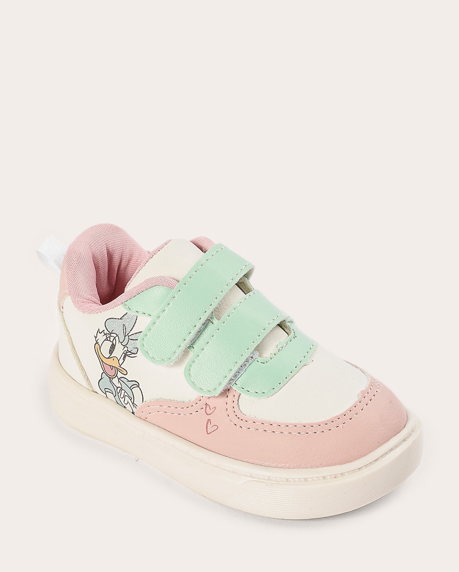 Tênis infantil com dupla fita aderente Margarida off-white | Disney 