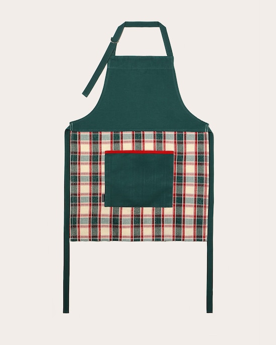 Avental de cozinha xadrez duo com bolso multicor