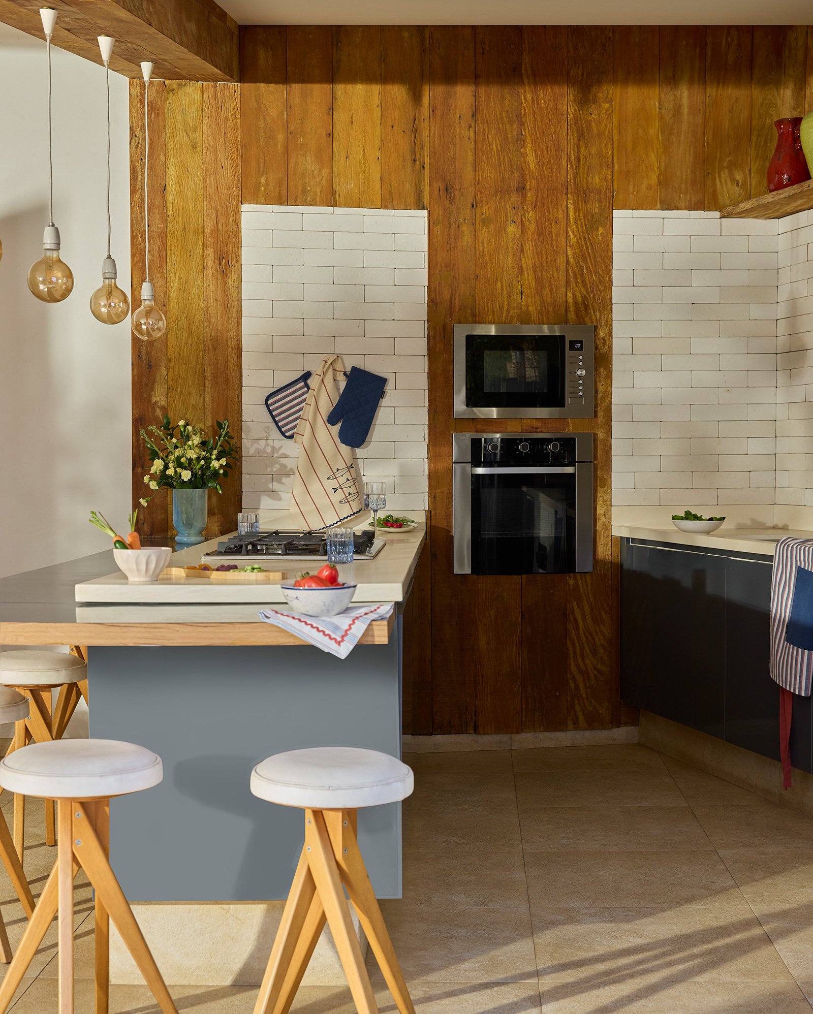 Avental de cozinha listrado com bolso multicor | Casa Riachuelo