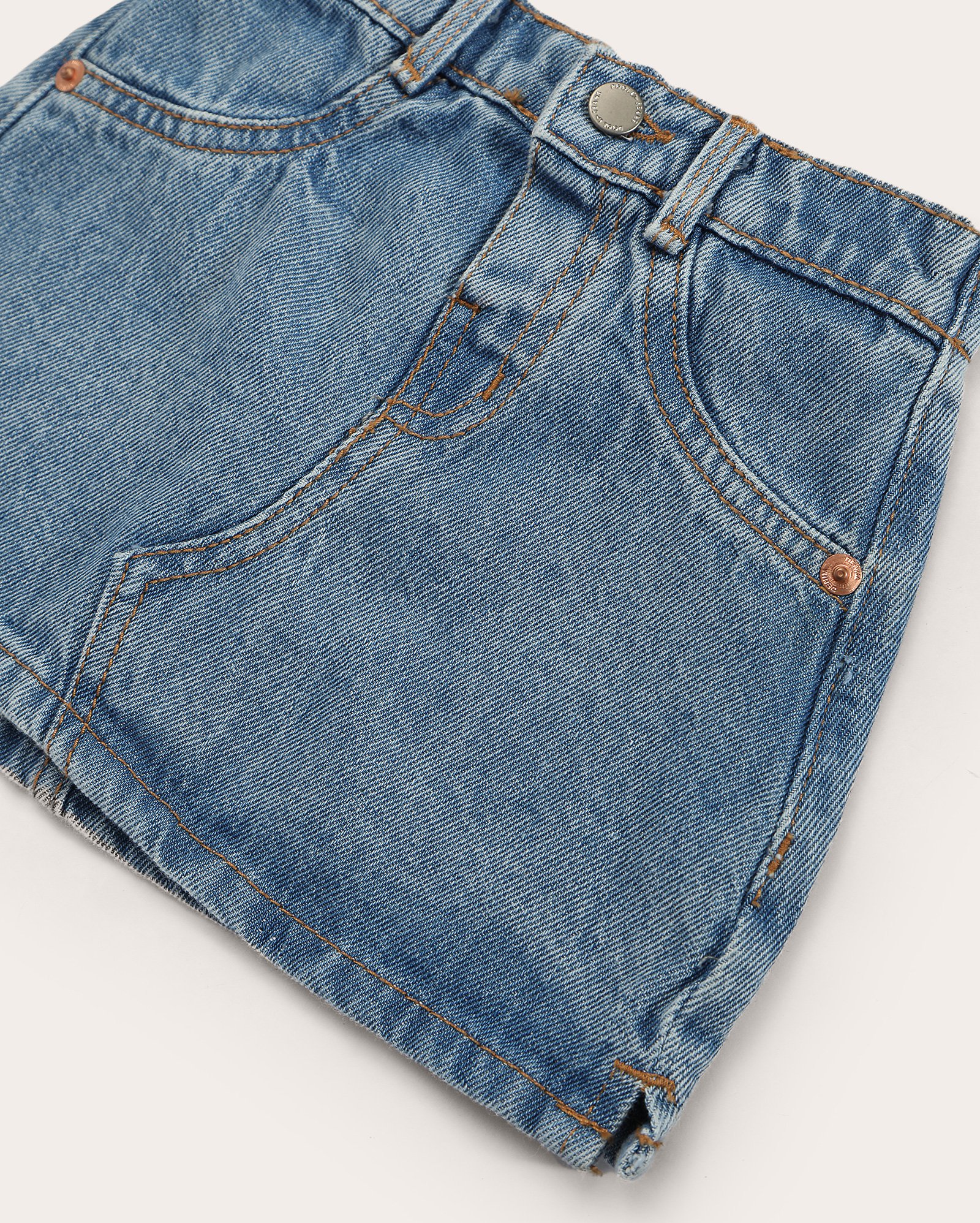 Saia jeans infantil reta + calcinha 1-4A denim médio