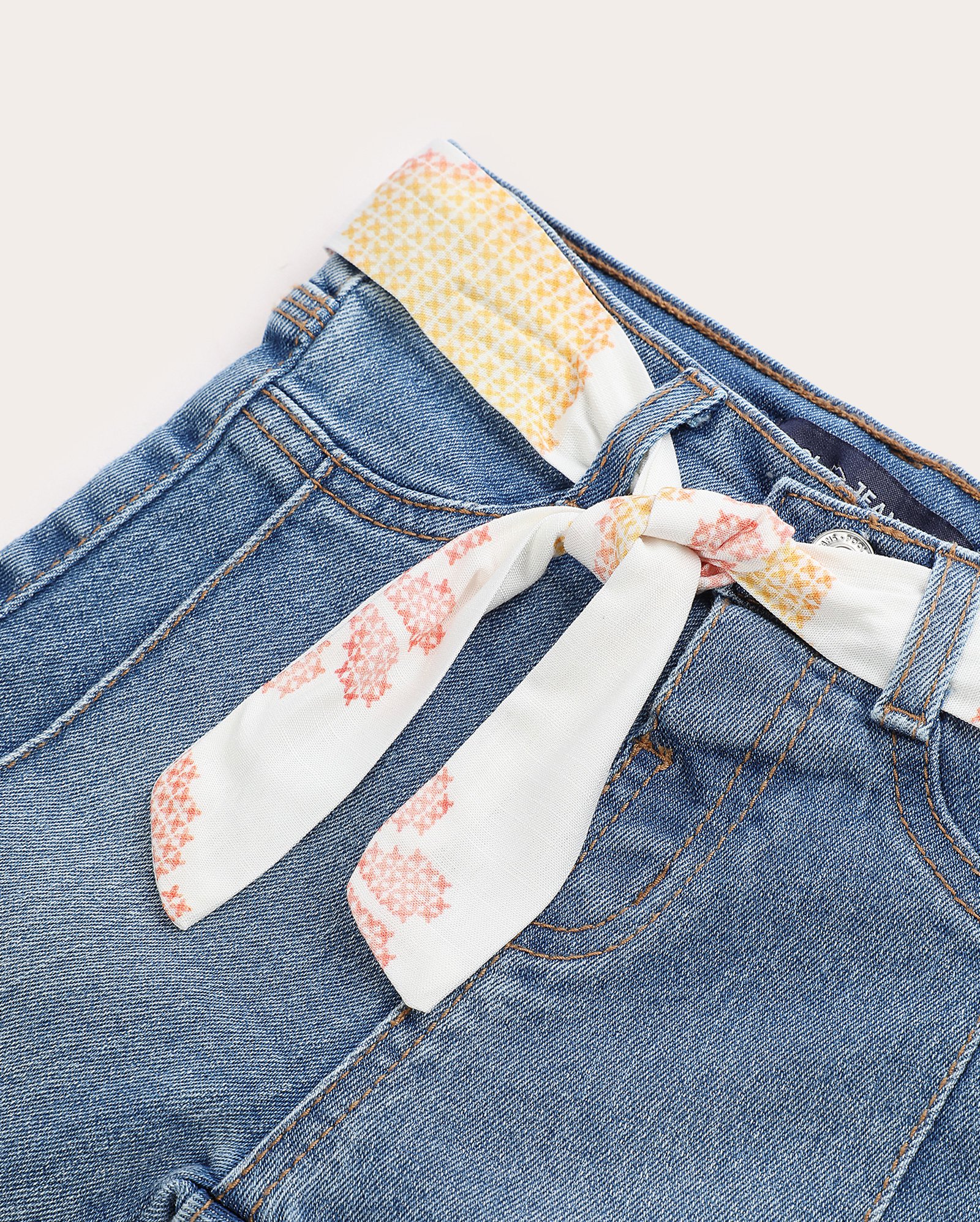 Calça jeans infantil reta com cinto 1-4A denim médio