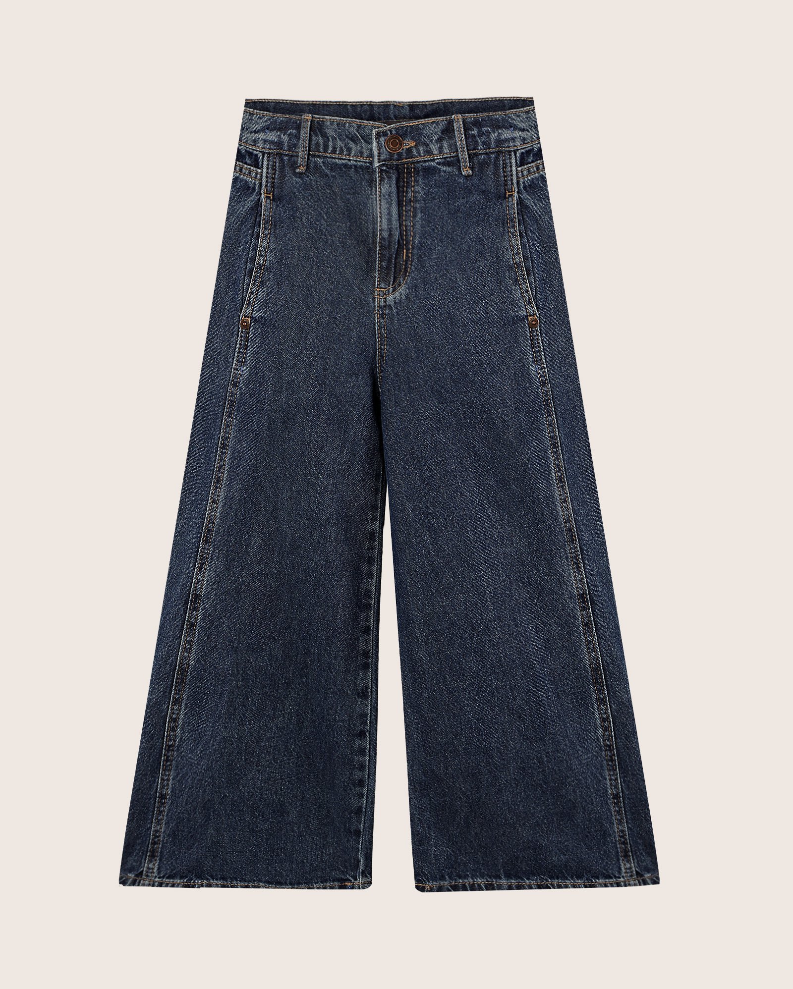 Calça jeans infantojuvenil palazzo 4-10A denim escuro | Pool Jeans