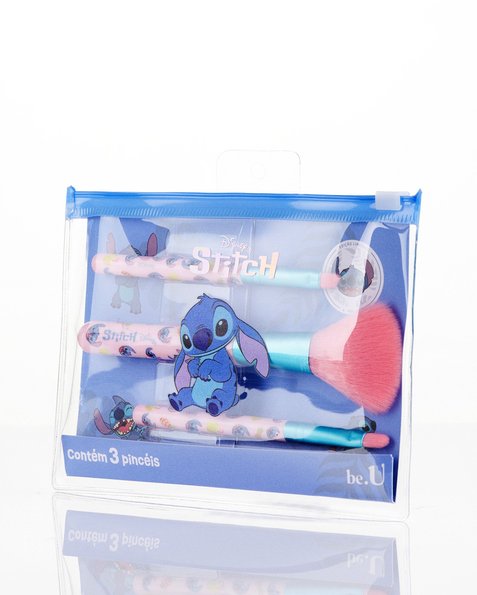 Kit pincéis para maquiagem 3 peças Stitch multicor | be.U by Riachuelo + Disney