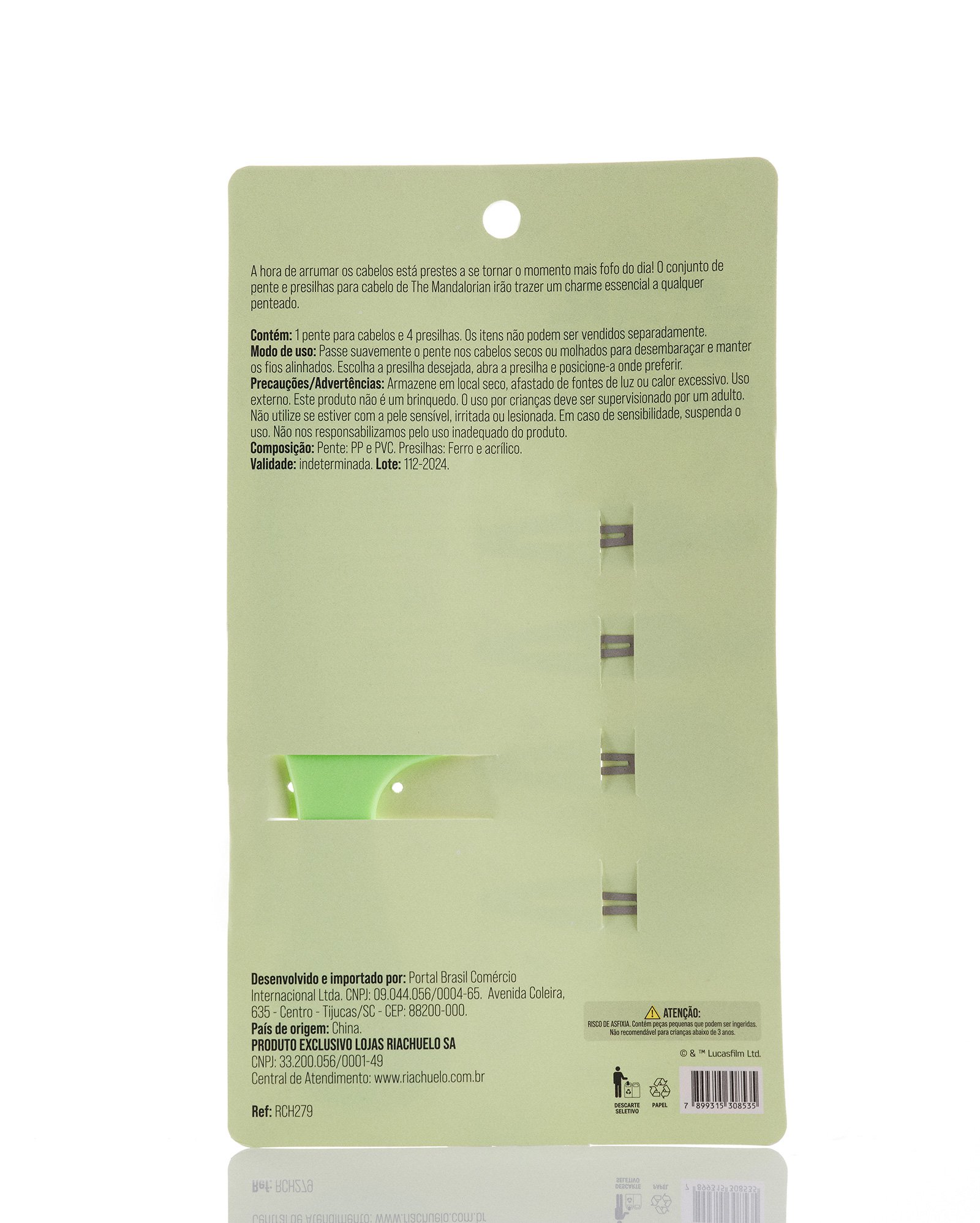 Kit pente + 4 presilhas baby Yoda verde | be.U by Riachuelo + Star Wars