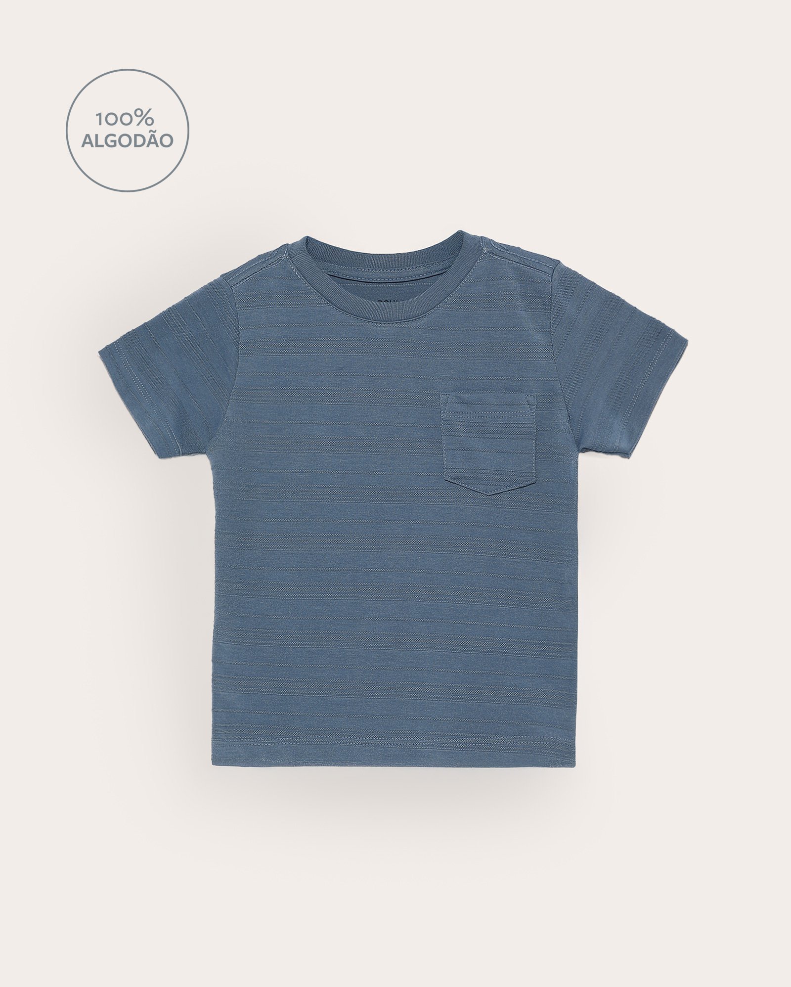 Camiseta Básica infantil texturizada com bolso 1-4A - Azul