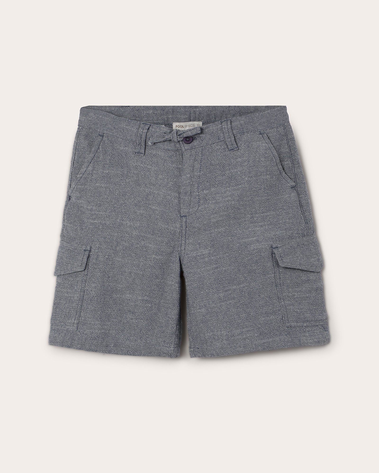 Bermuda infantil reta com cordão e bolsos cargo 1-4A - Azul Escuro Mescla