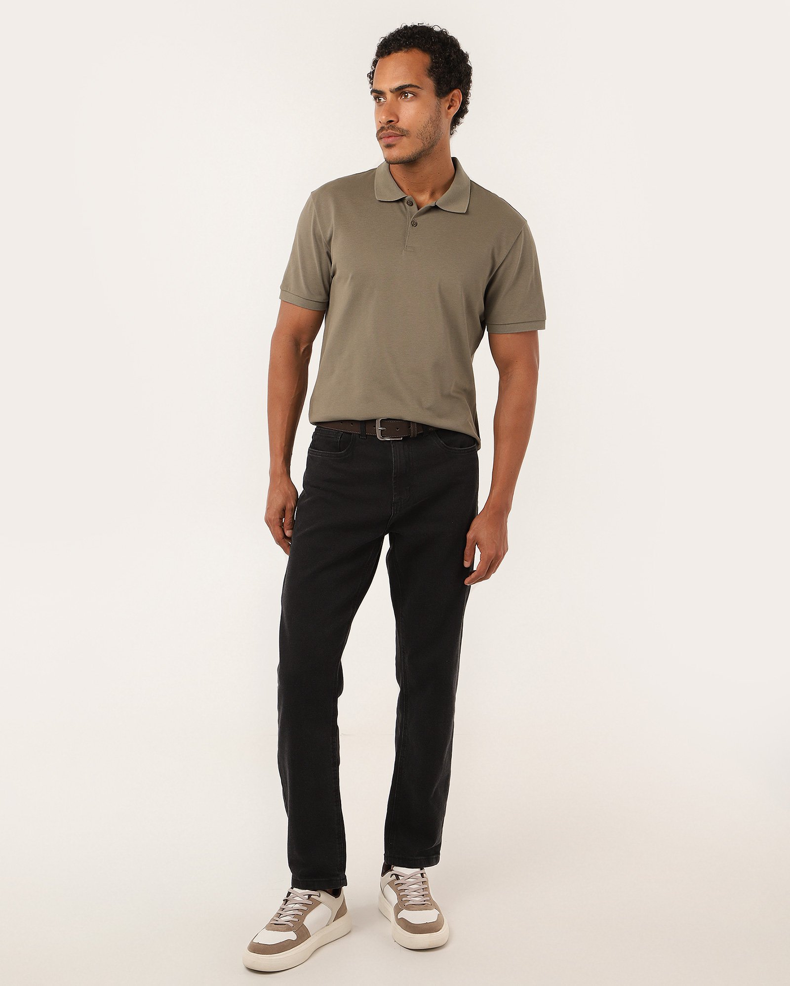 Camisa polo masculina slim algodão peruano - Verde Musgo