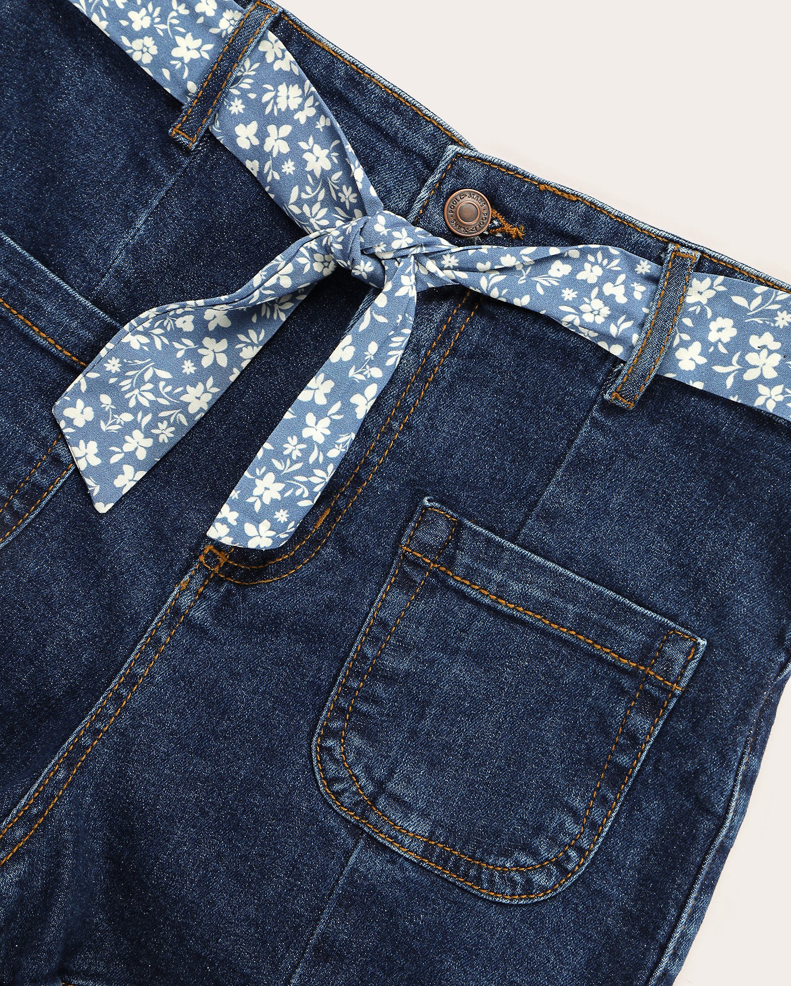 Short jeans juvenil regular com faixa denim escuro | Pool Jeans