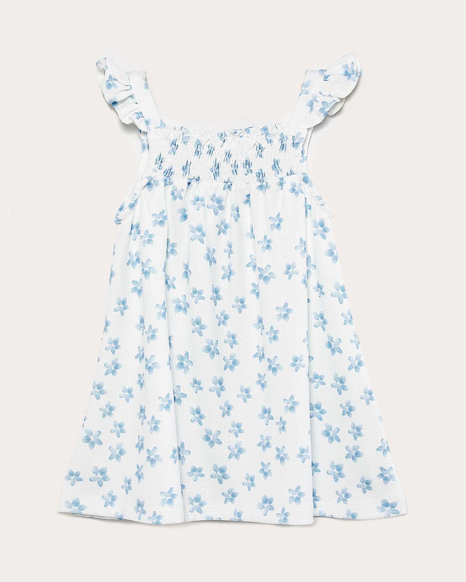 Vestido infantil evasê lastex e babado floral 1-4A branco | Pool Kids
