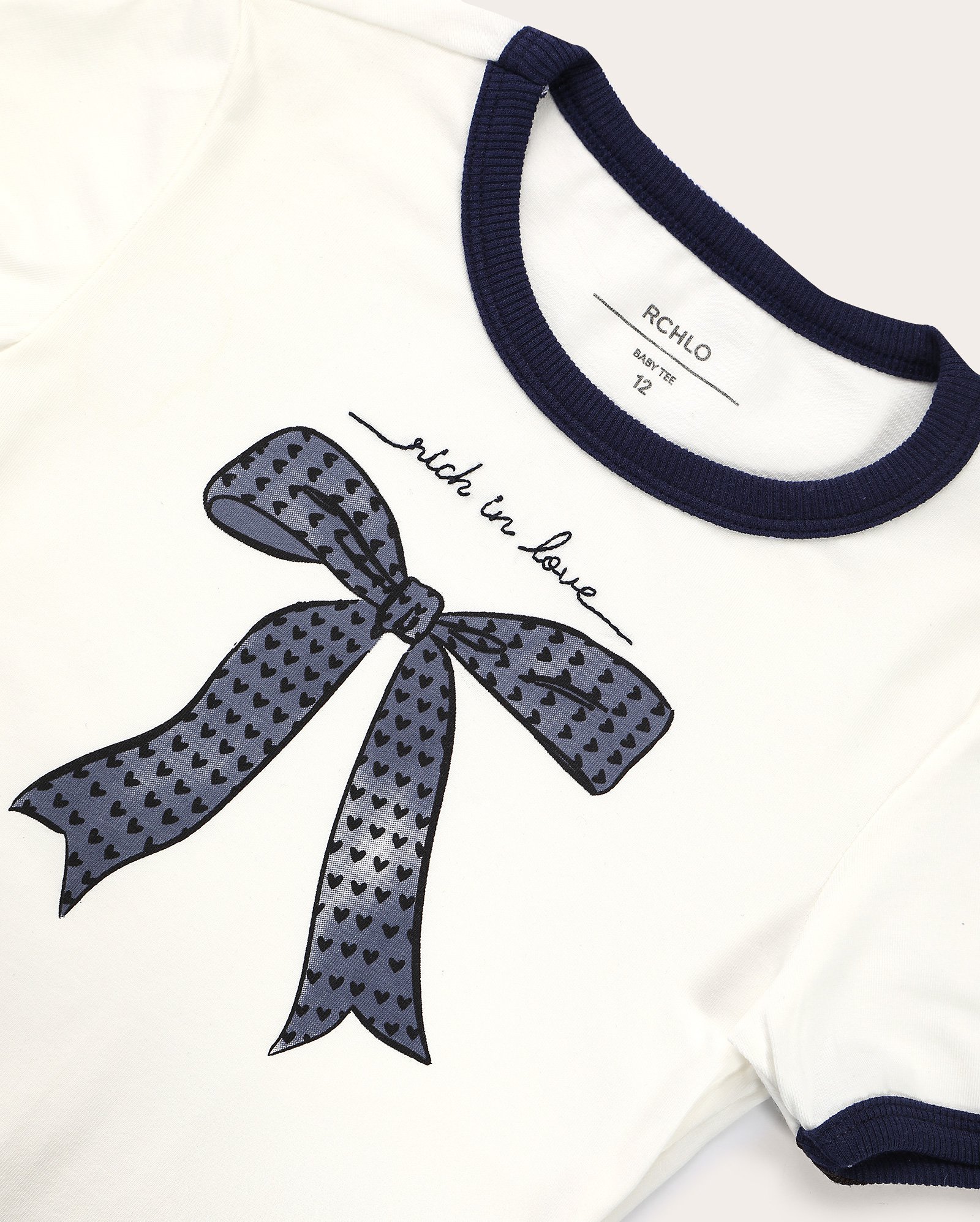 Camiseta juvenil baby tee love laço branca