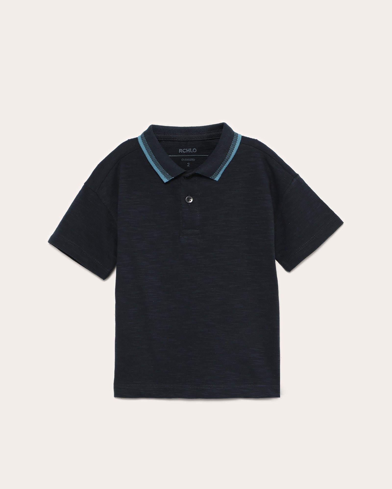 Camisa polo infantil oversized manga curta 1-4A azul